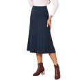 thumbnail image 4 of INSPIRE CHIC Women's Pleated Skirts High Waist Stretchy A Line Ribbed Knit Sweater Midi Skirt Fall Winter Outfits S Dark Blue, 4 of 6