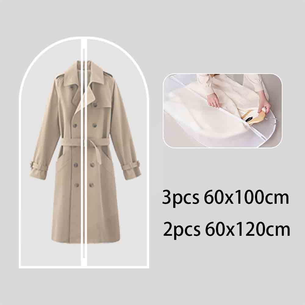 O2frepak Garment Bags 3Packs 24" x 40" and 2Packs 24" x 47" Translucent Hanging Cloths Garment Full Zipper Bags for Dress Suits