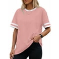 thumbnail image 2 of Rosvigor Women Tops Loose Fit T Shirts for Women Color Block Shirts Casual Tops Summer Blouses, 2 of 8