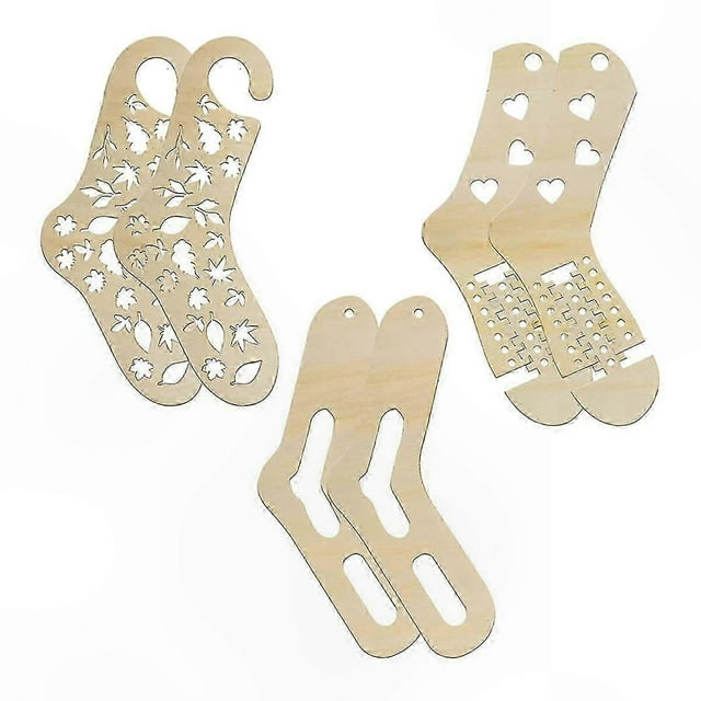 Adjustable Wooden Sock Blockers for Knitting and Crochet, 6 Pack Stocking Shaping Molds for Crafting Projects