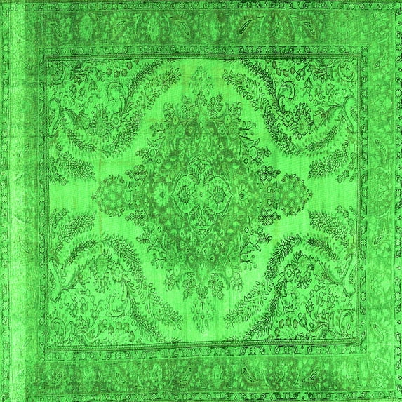 Ahgly Company Indoor Square Persian Green Traditional Area Rugs, 8' Square