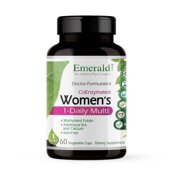 Emerald Labs Women's 1-Daily Multi - Complete Daily Multivitamin with Vitamin B, Calcium, Grapeseed Extract to Support Adrenal Function, Energy Levels, Hormonal Support - 60 Vegetable Capsules