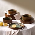 thumbnail image 3 of Famiware 12-Piece Stoneware Dinnerware Set, Microwave & Dishwasher Safe - Service for 4, Moss & Cocoa, 3 of 8