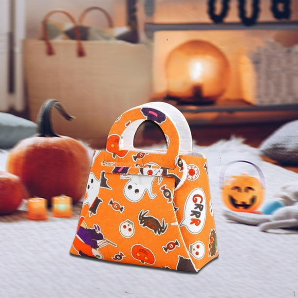 Bolsas de Dulces de Halloween | Bolsa Reutilizable de Terciopelo para Pedir Dulces | Diseños Personalizados de Calabazas Fantasma y Murciélagos Espeluznantes para Niños | Tela No Tejida Duradera | De