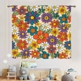 thumbnail image 3 of Funky Floral Curtains, Retro Vintage 60S 70S Hippie Groovy Boho Floral Flower Trippy Modern Aesthetric Window Curtains Drapery Treatments for Kitchen Bedroom Living Room 2 Panels Set, 52"x84" Inch, 3 of 5