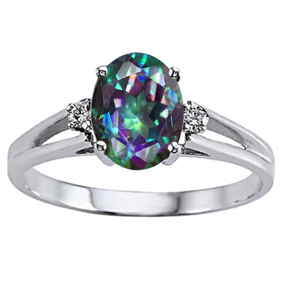 Tommaso Design� Oval 8x6 mm Mystic Rainbow Topaz Ring