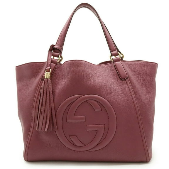 Pre-Owned GUCCI Soho Cellarius Tote Bag Shoulder Tassel Leather Pink Purple 282309 (Good)