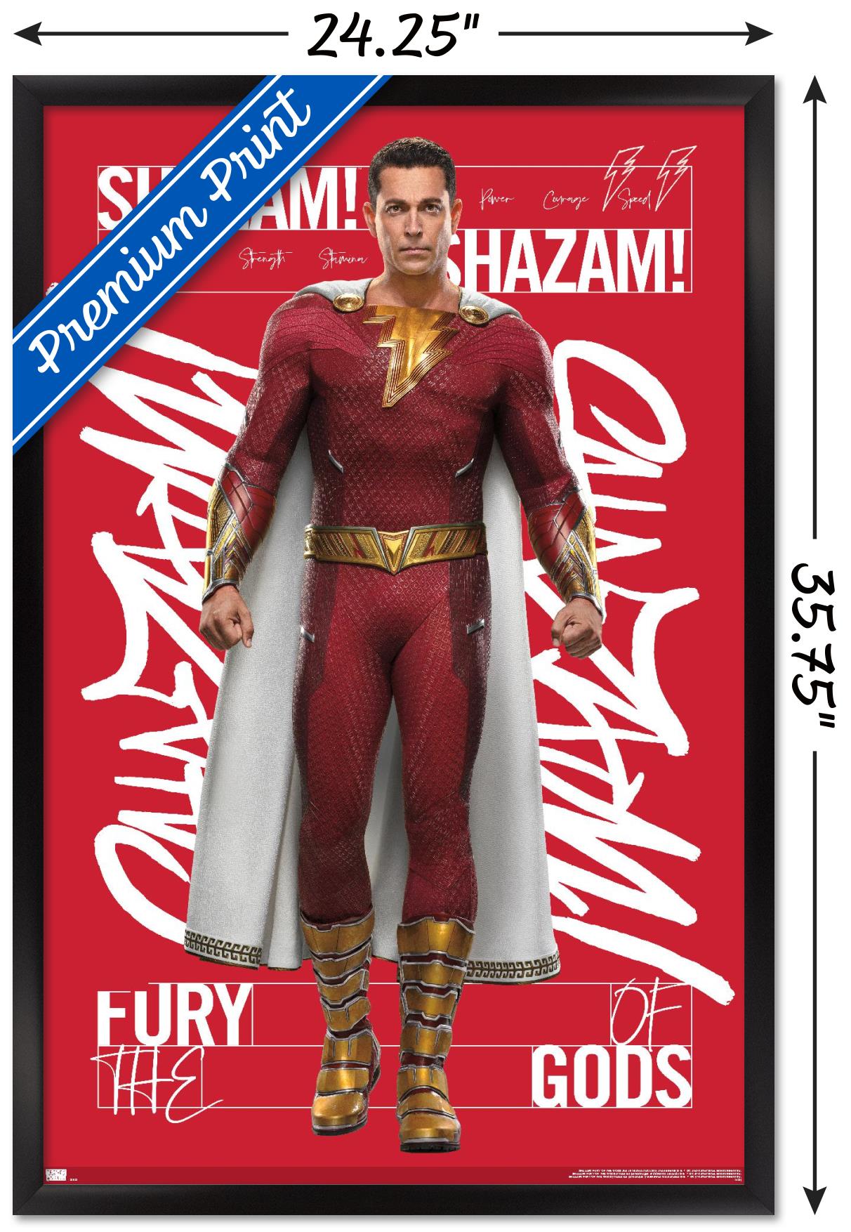 DC Comics Movie Shazam! Fury of the Gods - Shazam! Wall Poster, 22.375" x 34" Framed