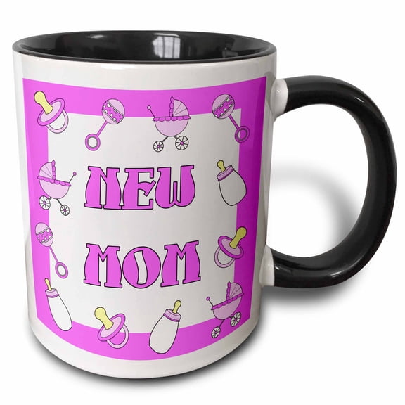 3drose, New Mom Gifts Purple Baby Girl, 11oz Two-tone Black Mug