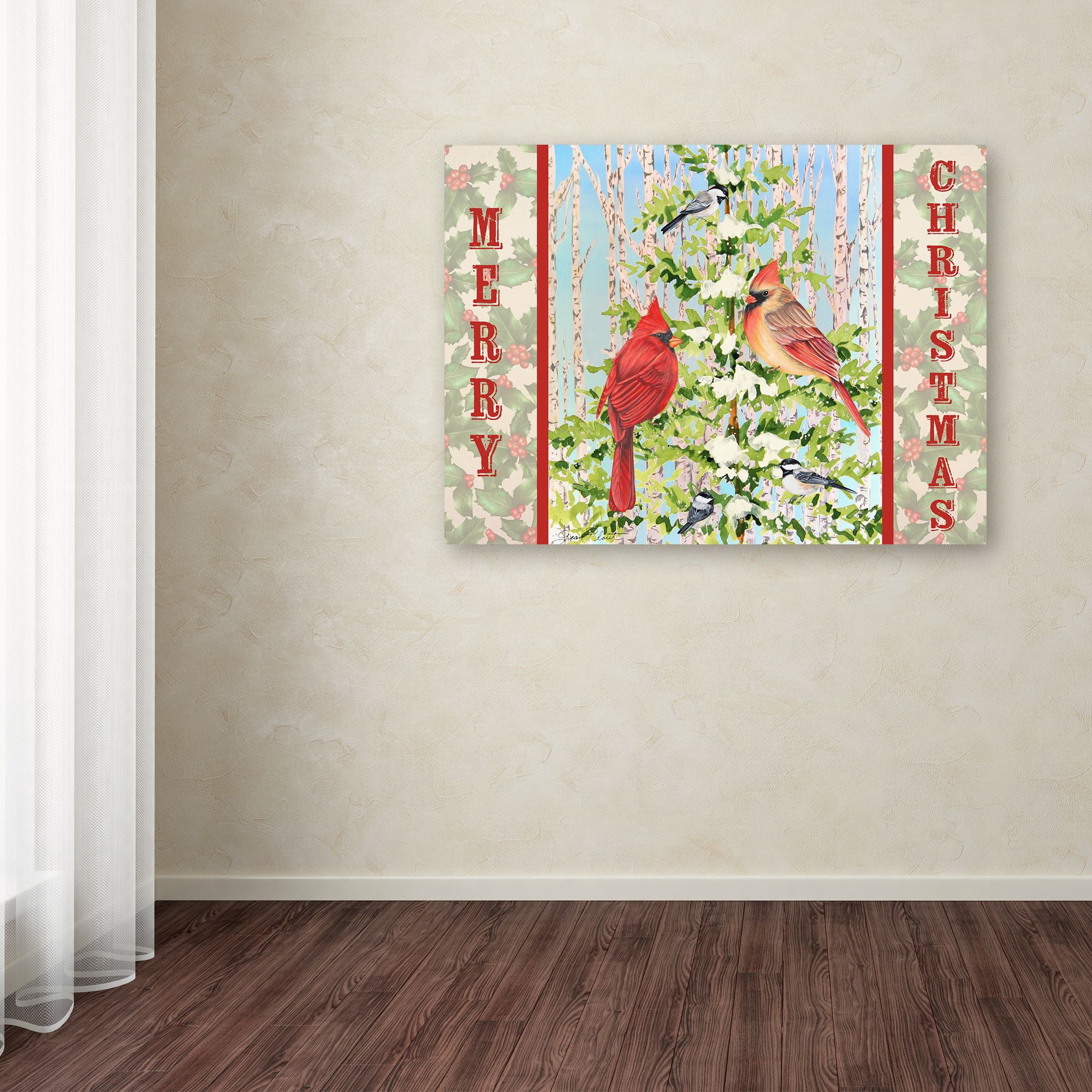 Trademark Fine Art 'Christmas Birds' Canvas Art by Jean Plout