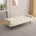 thumbnail image 5 of Sofa Bed,Convertible Couch Sleeper Home Recliner with Nail Head Trim Armrest,3 Adjustable Positions & 2 Cup Holders,72" Velvet Reversible Loveseat Folding Daybed for Small Spaces,Beige, 5 of 7