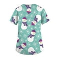 thumbnail image 3 of HaHaHappy Christmas Womens Scrub Plus Size Short Sleeve Casual Snowman Print Scrub Shirts Ugly V Neck Dressy Scrub Tops Nurse Workwear Medical Nursing Uniform with Pocket Light Blue 5XL, 3 of 5