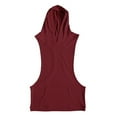 thumbnail image 4 of Sakmal Red Big and Tall Tank Tops for Men Hooded Red with Pockets Camisole Breathable Workout Solid Men Sleeveless T Shirts, 4 of 7