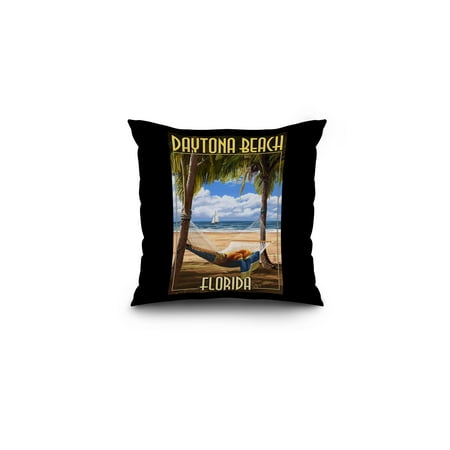 Craigslist Daytona Beach Furniture Daytona Beach, Florida - Palms & Hammock - Lantern Press Artwork (16x16 Spun Polyester Pillow, Black Border) ()