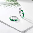 thumbnail image 4 of Gem Stone King 925 Sterling Silver Green Nano Emerald and Blue Sapphire Hoop Earrings for Women (3.18 Cttw, Gemstone May Birthstone, Round 4MM and 3MM), 4 of 4