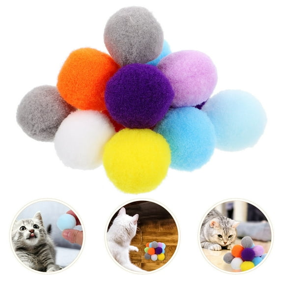 ULTNICE 50pcs Assorted Color Cat Toy Balls Plush Indoor Playtime Fun