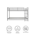 Mainstays Small Spaces TwinoverTwin Low Profile Junior Bunk Bed, Silver