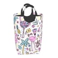 thumbnail image 2 of Bingfone Summer With Flamingo Laundry Hamper,Large Canvas Fabric Lightweight Storage Basket Toy Organizer Dirty Clothes Collapsible, 2 of 6