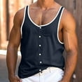 thumbnail image 2 of Afdoent Mens Tank Tops Summer Men's Solid Color Beach Tank Top With False Buttons Fashion, 2 of 5