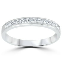 Pompeii 3/8ct Princess Cut Diamond Wedding Anniversary Ring 14K White Gold (H,I2)
