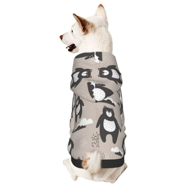 Fotbe Cartoon Bear Brown Sudadera con Estampado para Perros Pequeños – Suéter con Capucha para Mascotas, Tela Suave de Forro Polar con Bolsillo-Large