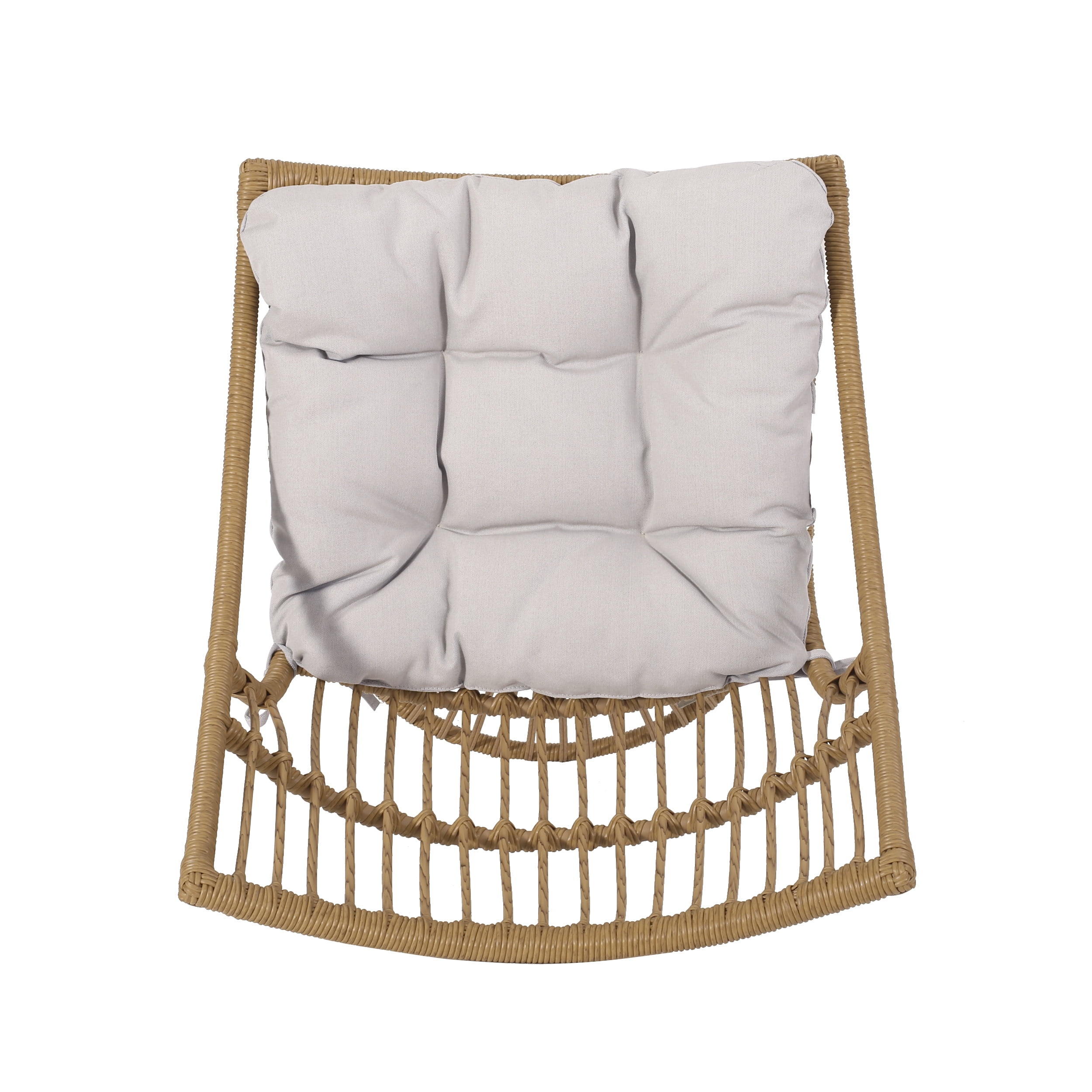 Outdoor High Back Leisure Single Chair, Wicker Craft Relaxing Seat for Patio Garden, Light Brown and Beige