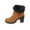 Brown, variant on Wide Calf Boots for Women Fashionable Casual Winter Chunky Heel Plus Velvet Warm Short Boots Solid Color Round Toe High Heel Ankle Boots