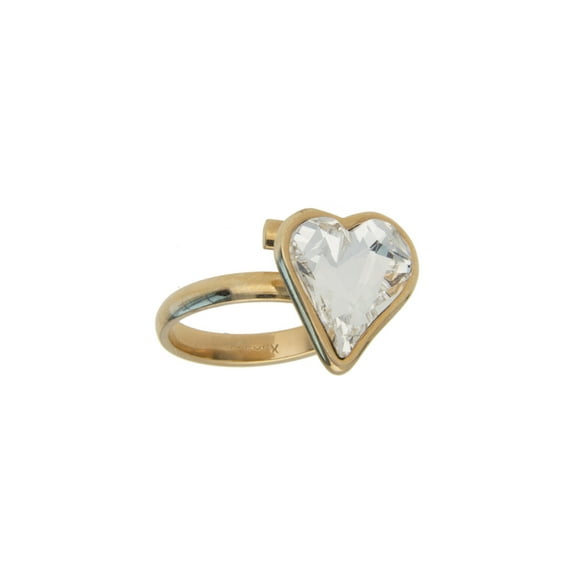 Anillo para Mujer con Cristal Fino Swarovski en forma de Corazon- Bañado en Oro Rosa 14k– Anillo Elegante y Brillante-Aretes de Mujer de Moda, Joyería para Mujer de Moda– Regalo especial Ortiz Espinosa Temporada