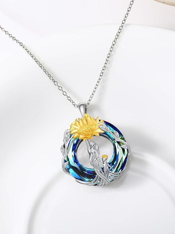 JKR Gifts for Mom 925 Sterling Silver Rose Flower Necklace Mother and 1-5 Daughters/Sons Jewelry Birthday Gifts for Women Wife Grandma