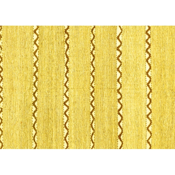 Ahgly Company Machine Washable Indoor Rectangle Solid Yellow Modern Area Rugs, 8' x 10'