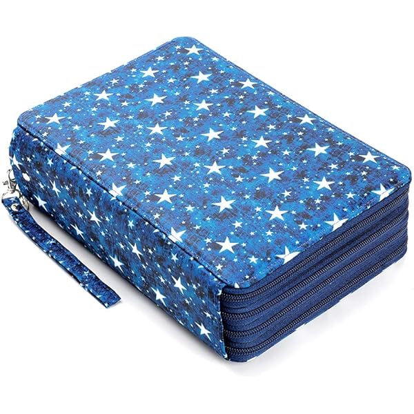 wonima02 200 Slots Colored Pencil Case with Zipper Closure,Twill Oxford Fabric Marker Case Organizer with Handle Strap