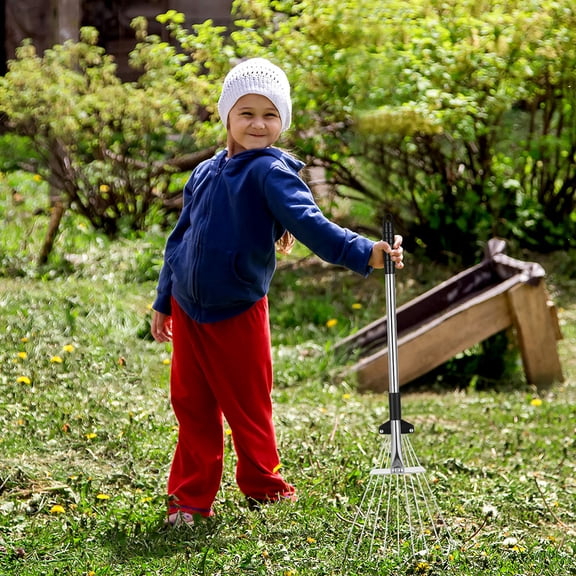 BESTYASH Heavy Duty Adjustable Telescopic Grass Rake for Yard Use, 1 Set