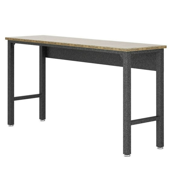 Fortress 72.4" Garage Table in Natural Wood and Steel