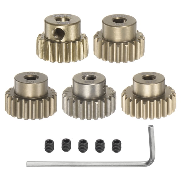 M0.6 Pinion Gear Set 3.175mm (1/8") Shaft 18T 19T 20T 21T 22T Aluminum Alloy Motor Gears for RC Car (5 Packs)
