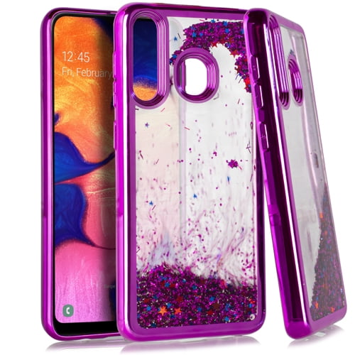 For Samsung Galaxy A20 Case - Wydan Liquid Glitter Bling Clear Bumper