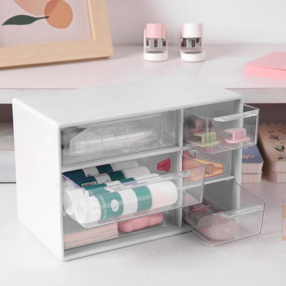 Mini Drawer Organizer,Desktop Storage Drawers,Desktop Storage Organizer with 6 Drawers Craft Organizer with Mini Drawers Plastic Organizers and Storage Containers for Craft Art Jewelry(White)
