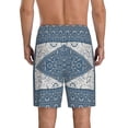 thumbnail image 3 of Kdxio Vintage Persian Colored Blue Print Mens Sleep Shorts Bottoms Soft Comfy Pajama Wear Pants with Drawstring Pockets, 3 of 7