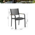thumbnail image 6 of Ulax Furniture Outdoor Stackable Chairs Patio Aluminum/Plastic Dining Armchair With Teak Arm, Set of 2, 6 of 7
