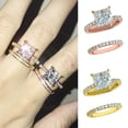 thumbnail image 6 of Hyasfey 2Pcs Cubic Zirconia Rings Shiny Square Faux Alloy Ring Elegant Jewelry Accessories Temperament Women Finger Rings Set Engagement Gift Fashion Jewelry, 6 of 8