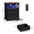 thumbnail image 5 of Hiphuta Farmhouse Set of 2 Nightstands with Charge Station, Wood End Table with 3 Drawers for Adult Bedroom, LEDS Bedside Table for Living Room, Black, 5 of 7