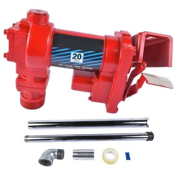 GELUOXI 12V DC 20GPM Fuel Transfer Pump Red for Gas Gasoline Diesel Kerosene Car Truck Tractor