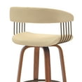 thumbnail image 6 of Topanga 30.5" Swivel Walnut Wood Bar Stool in Cream Faux Leather with Golden Bronze Metal, 6 of 9
