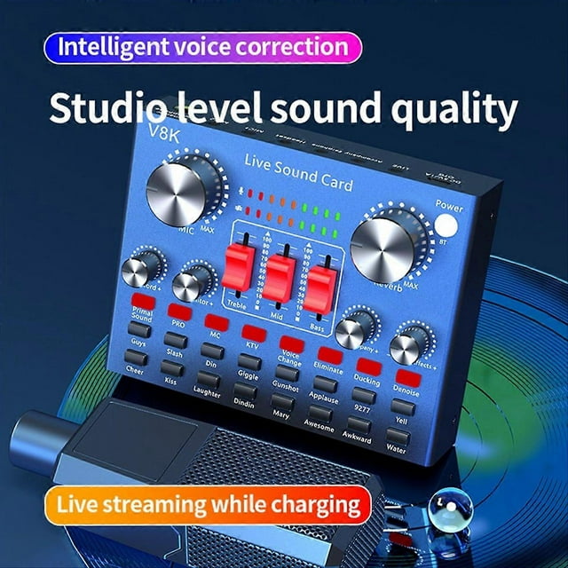 V8K Audio USB Sound Card Microphone Live Broadcast Sound Card