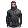 thumbnail image 5 of Havenx Sun Protection Shirts for Men Texture Print Long Sleeve Rapid Dry Shirt with Mask Hooded Upf 50+ Hoodie Shirt Casual Summer Lightweight Athletic Workout Clothing,Brown 3XL, 5 of 5