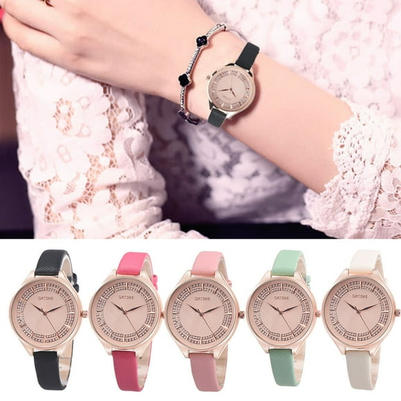 pstuiky Retro Diamond Design Leather Analog Alloy Quartz Wrist Watch Sale