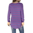 thumbnail image 5 of Htigea Womens Crewneck Tunic Shirts Striped Color Block Long Sleeve Pullover Casual Loose Fit Tops Purple M, 5 of 7