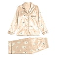 thumbnail image 4 of OSOLU Women's Halloween Pajama Sets Ghost Moon Candy Print Long Sleeve Button Down Sleepwear Trousers Home Wear Beige, 4 of 4