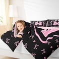 thumbnail image 3 of Erosebridal Black Pink Bow Twin Bedding Sets 7-Piece for Girls, Cartoon Letter M Bedding Comforter Set, 3 of 7