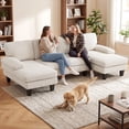 thumbnail image 2 of HOMCOM Sectional Sofa, U Shaped Couch with Pillow-top Armrests, Beige, 2 of 10