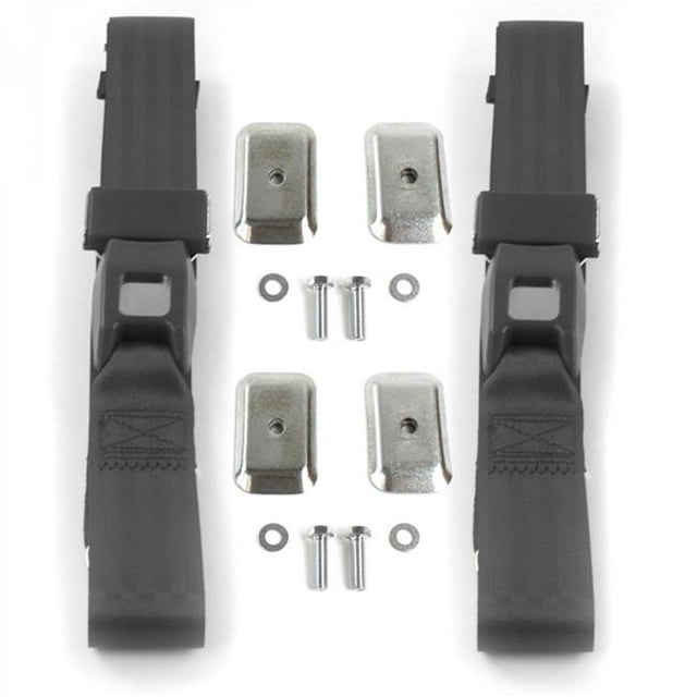 Standard 2 Point Charcoal Lap Bucket Seat Belt Kit with Bracketry for Early Cars 1935-1940 - 2 Belts